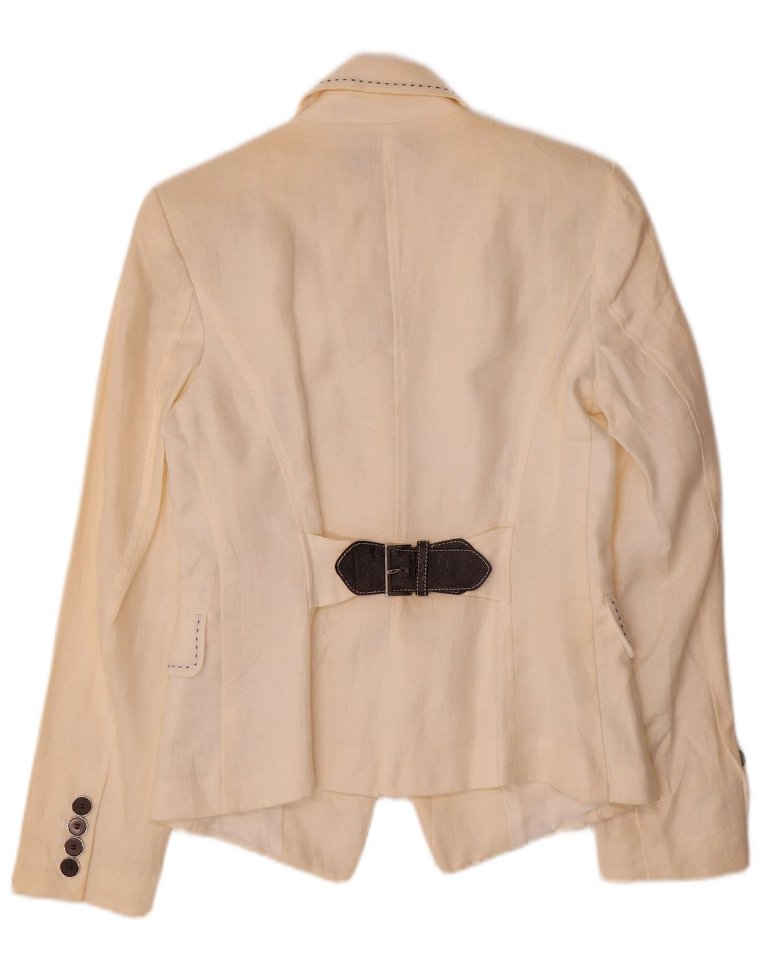 Zara Damen 1-Knopf-Blazerjacke UK 12 Mittelweißes Polyester