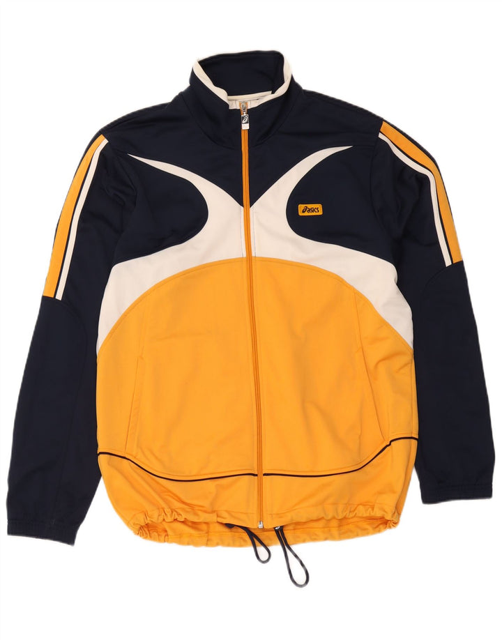 Asics Herren-Trainingsanzug-Top-Jacke, großes marineblaues Farbblock-Polyester