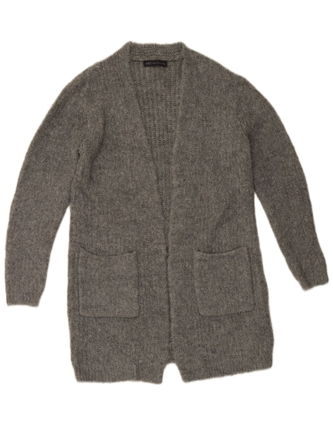 Marks & Spencer Damen Longline Open Cardigan Pullover UK 10 Small Grau