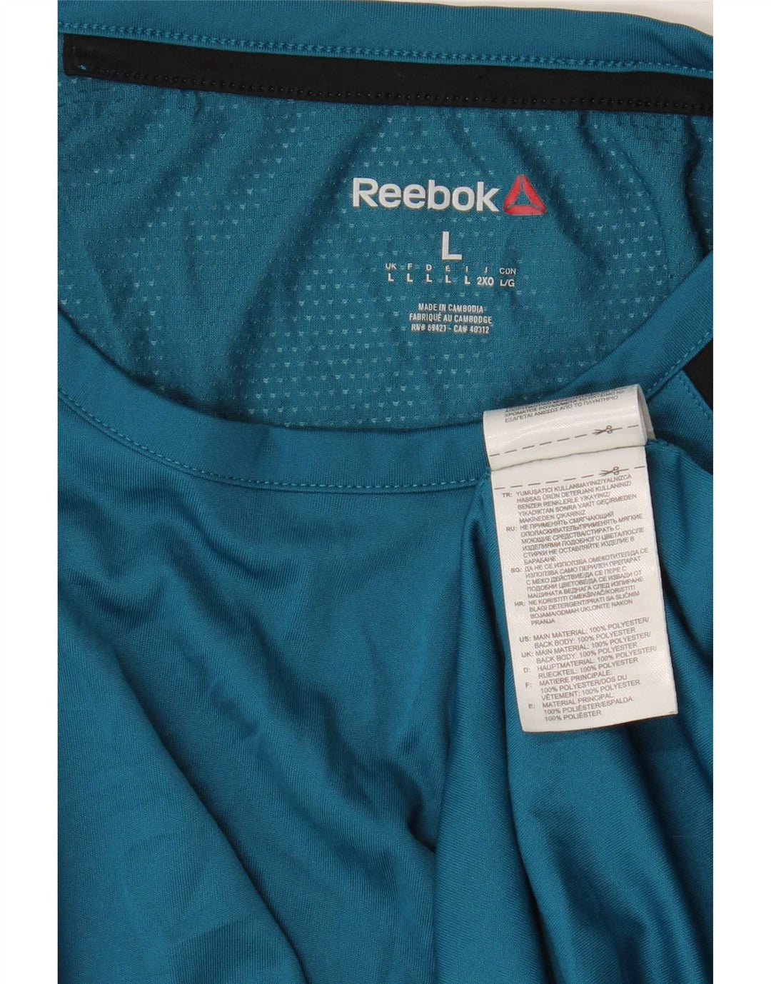 Reebok Herren T-Shirt Top Large Blau Colourblock Polyester