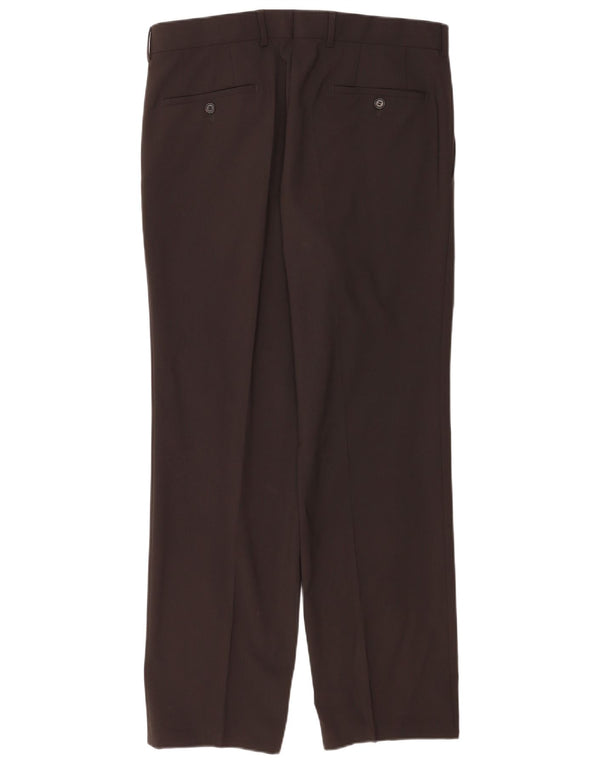 Hugo Boss Herren gerade Anzughose IT 50 Large W34 L32 Braune Schurwolle