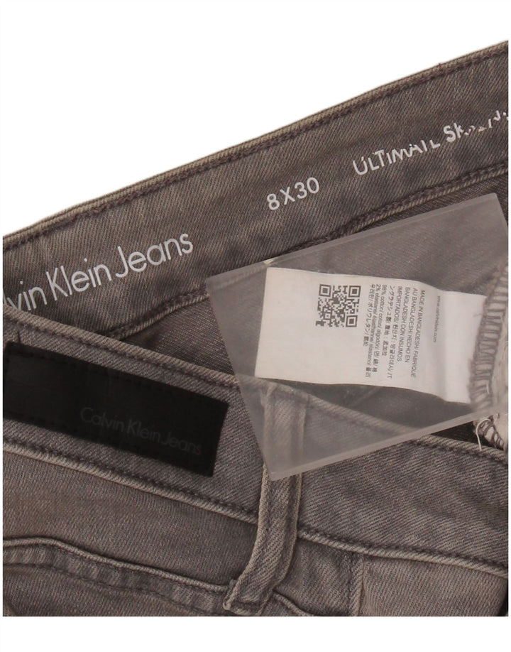CALVIN KLEIN Damen Skinny Jeans US 8 Medium W30 L30 Graue Baumwolle