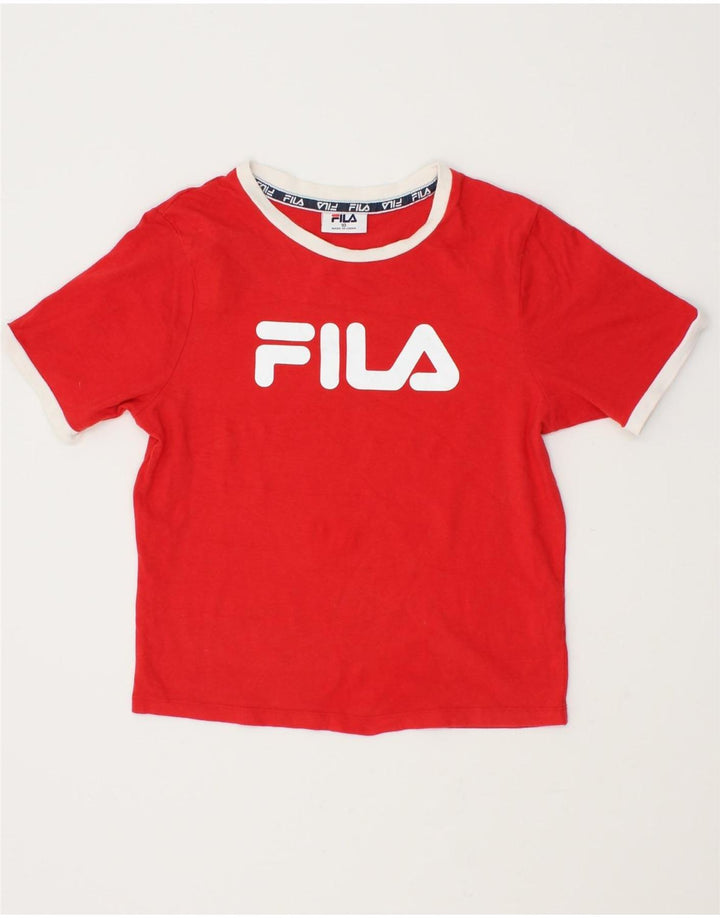 FILA Boys Graphic T-Shirt Top 9-10 Years Red Cotton Vintage Fila and Second-Hand Fila from Messina Hembry 