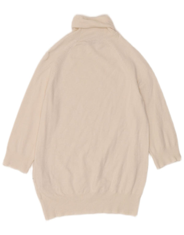 Zara Damen-Pullover mit 3/4-Ärmeln, Rollkragenpullover, Größe S, gebrochenes Weiß