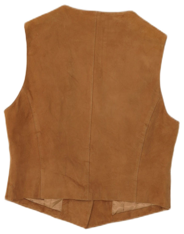 Stefanel Damen Wildlederweste UK 12 Medium Beige Leder