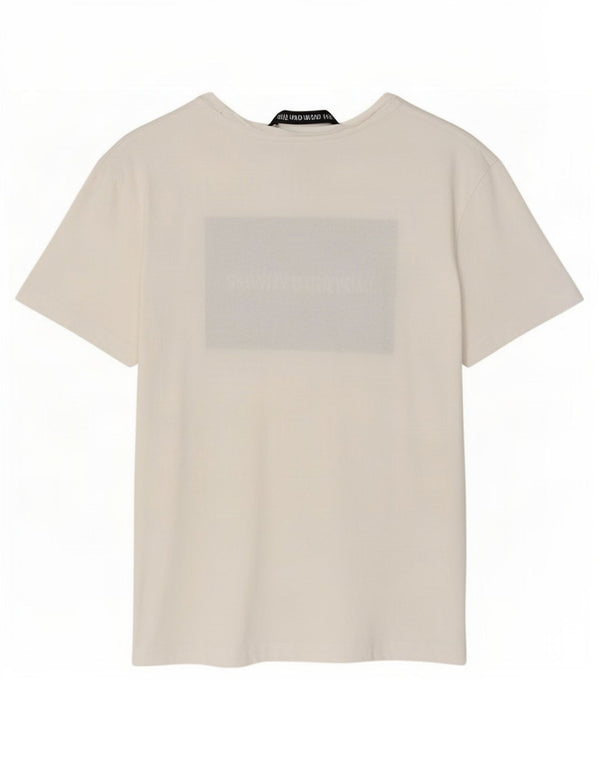 Calvin Klein Jeans Damen Grafik T-Shirt Top UK 6 XS Weiße Baumwolle