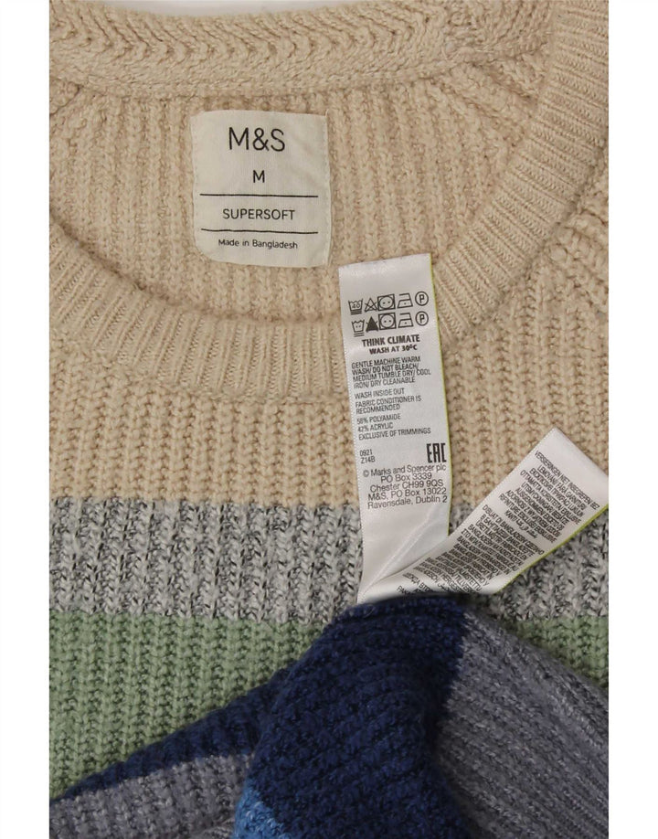 Marks & Spencer Herren-Pullover mit Rundhalsausschnitt, mittelgroß, mehrfarbig gestreift