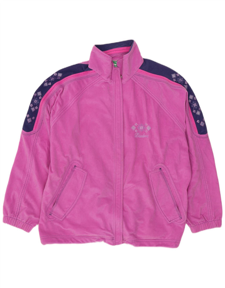 DIADORA Grafik-Fleecejacke für Damen, UK 14, Mittelrosa, Farbblock