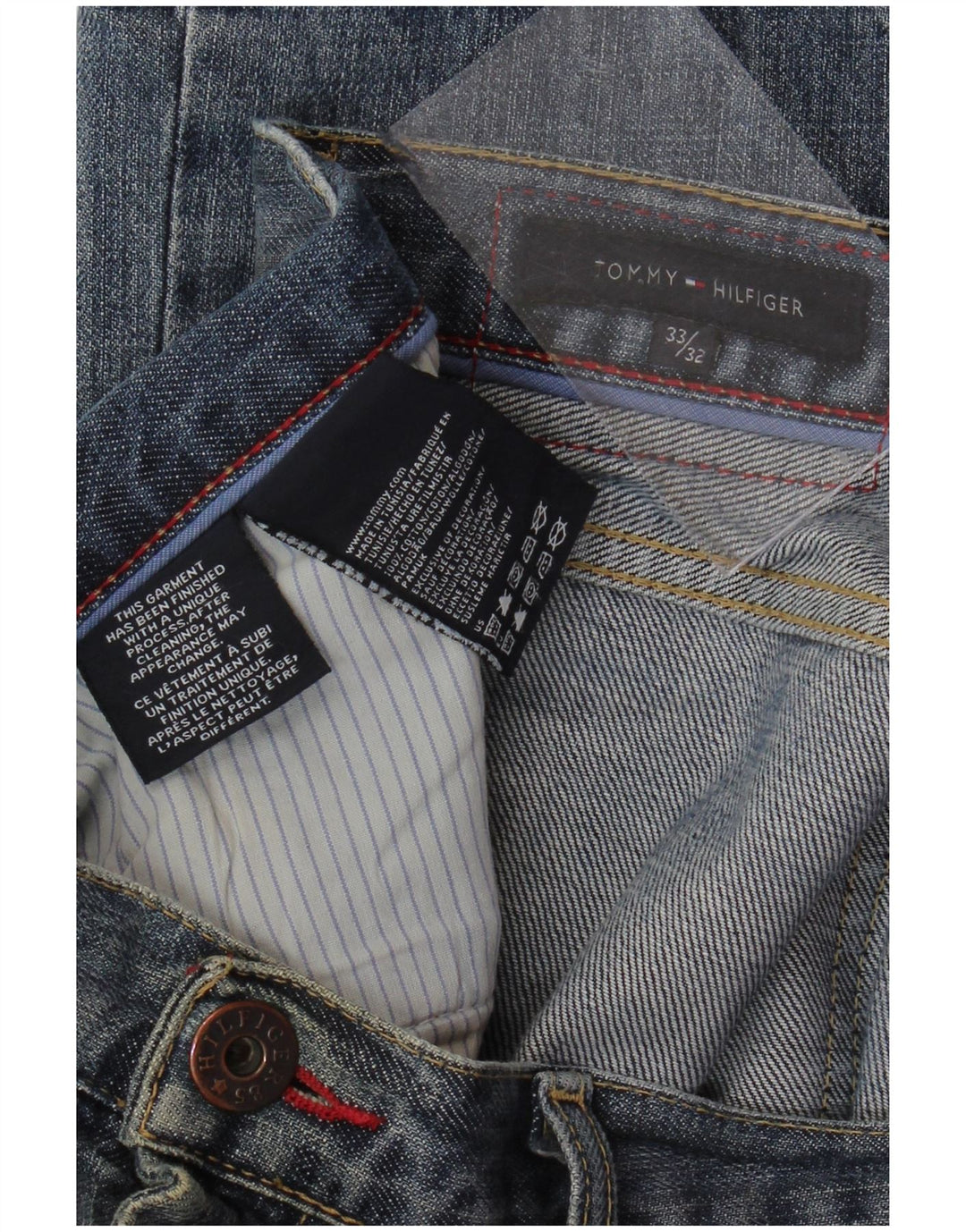 TOMMY HILFIGER Herren Straight Jeans W33 L32 Blaue Baumwolle