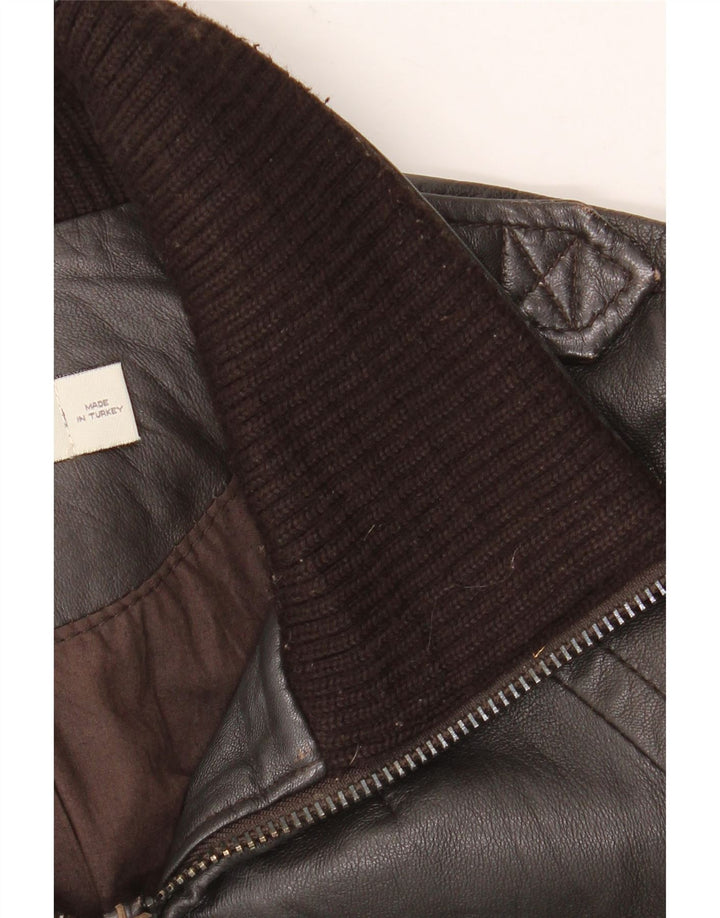 Zara Damen Lederjacke UK 10 Kleines braunes Leder
