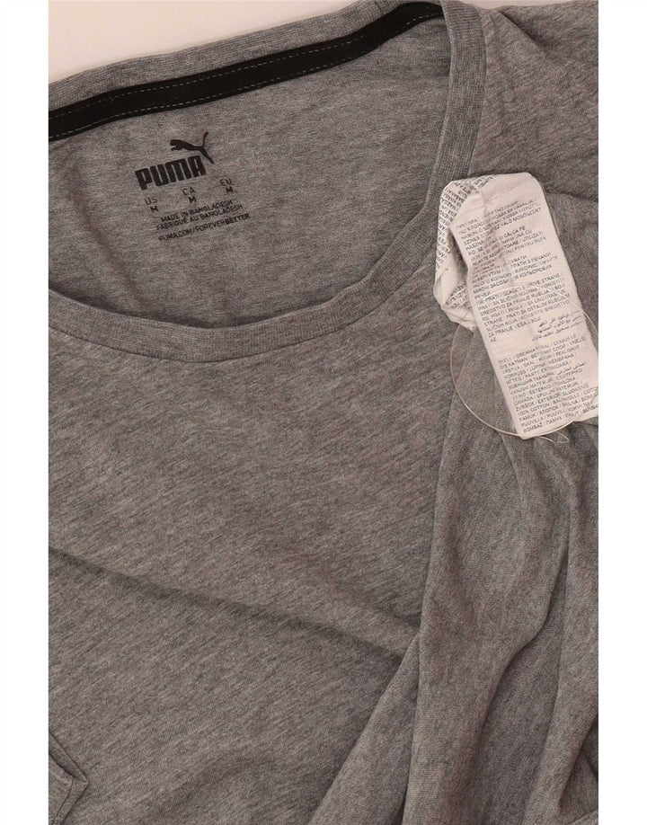Puma Herren T-Shirt-Oberteil aus mittelgrau gefleckter Baumwolle