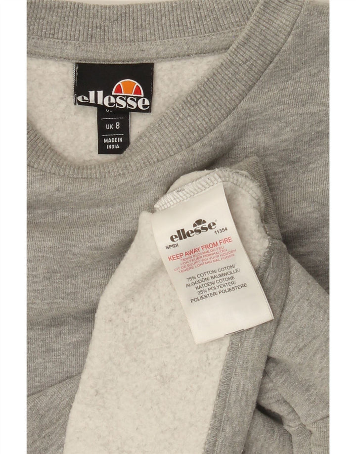 ELLESSE Womens Crop Oversized Sweatshirt Jumper UK 8 Small  Grey Flecked