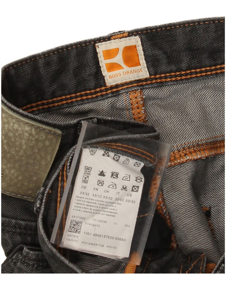 HUGO BOSS Damen Straight Jeans W33 L32 Graue Baumwolle