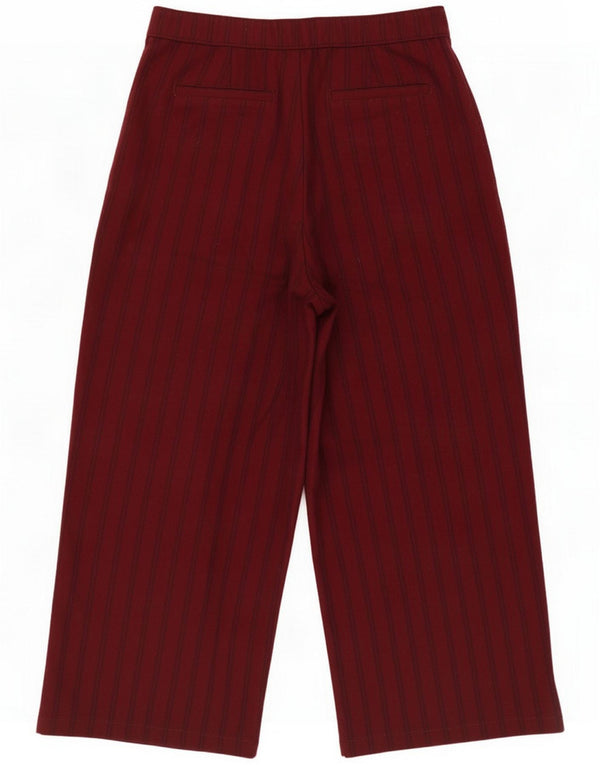 Hollister Damen-Hose mit hoher Taille, kurz geschnitten, XL, W36, L22, Burgunderrot, Nadelstreifen