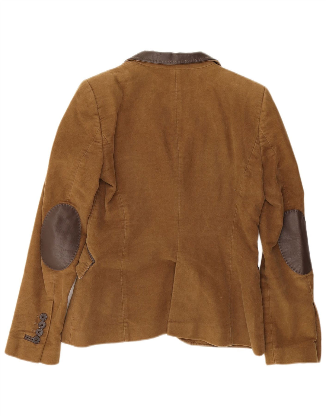 Zara Damen-Blazer mit 2 Knöpfen, UK 10, Größe S, braune Baumwolle