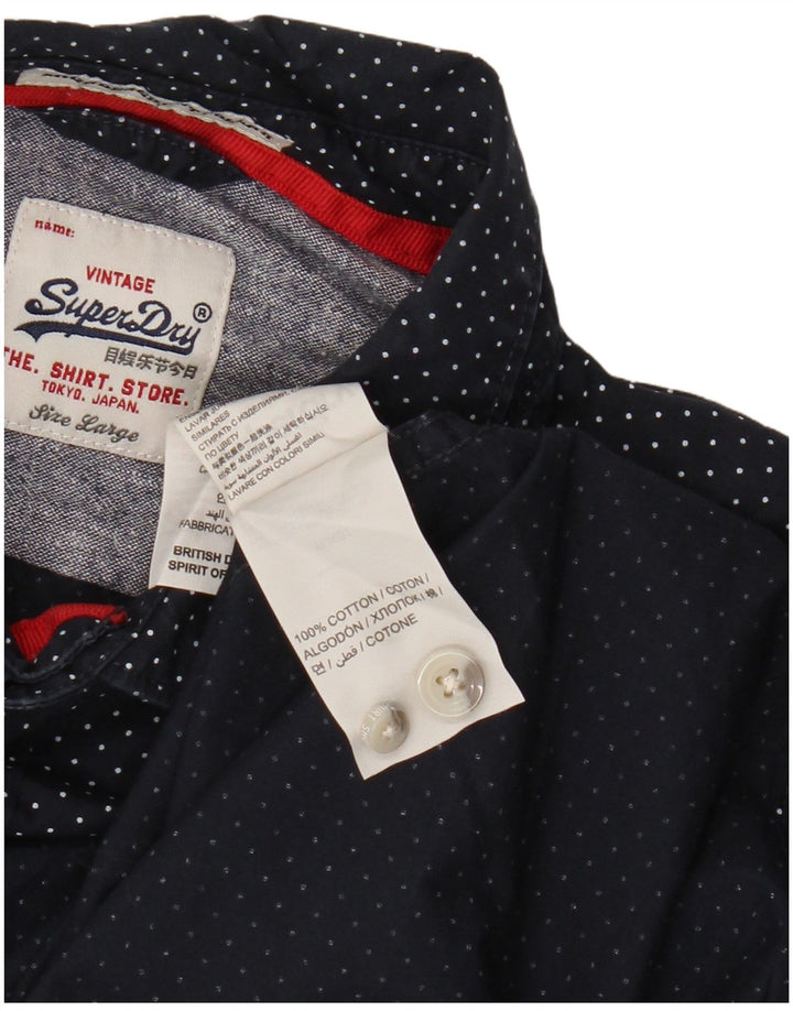 Superdry Herren-Hemd, groß, marineblau gepunktet, Baumwolle