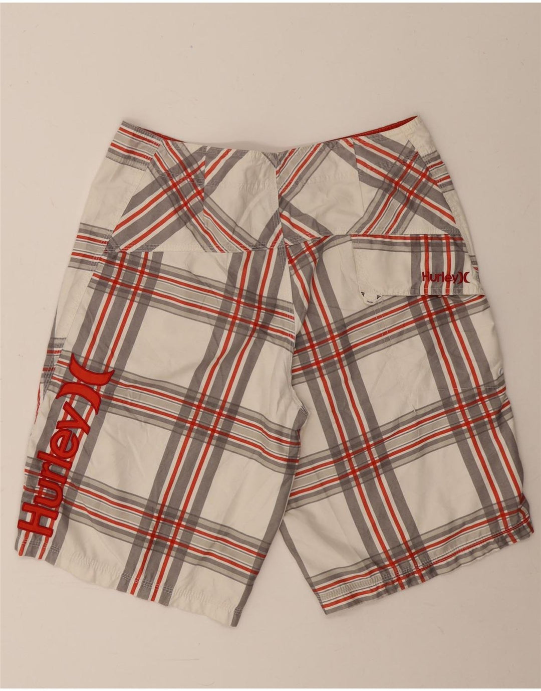 Hurley Herren Badeshorts mit Grafik, groß, weiß kariert, Polyester