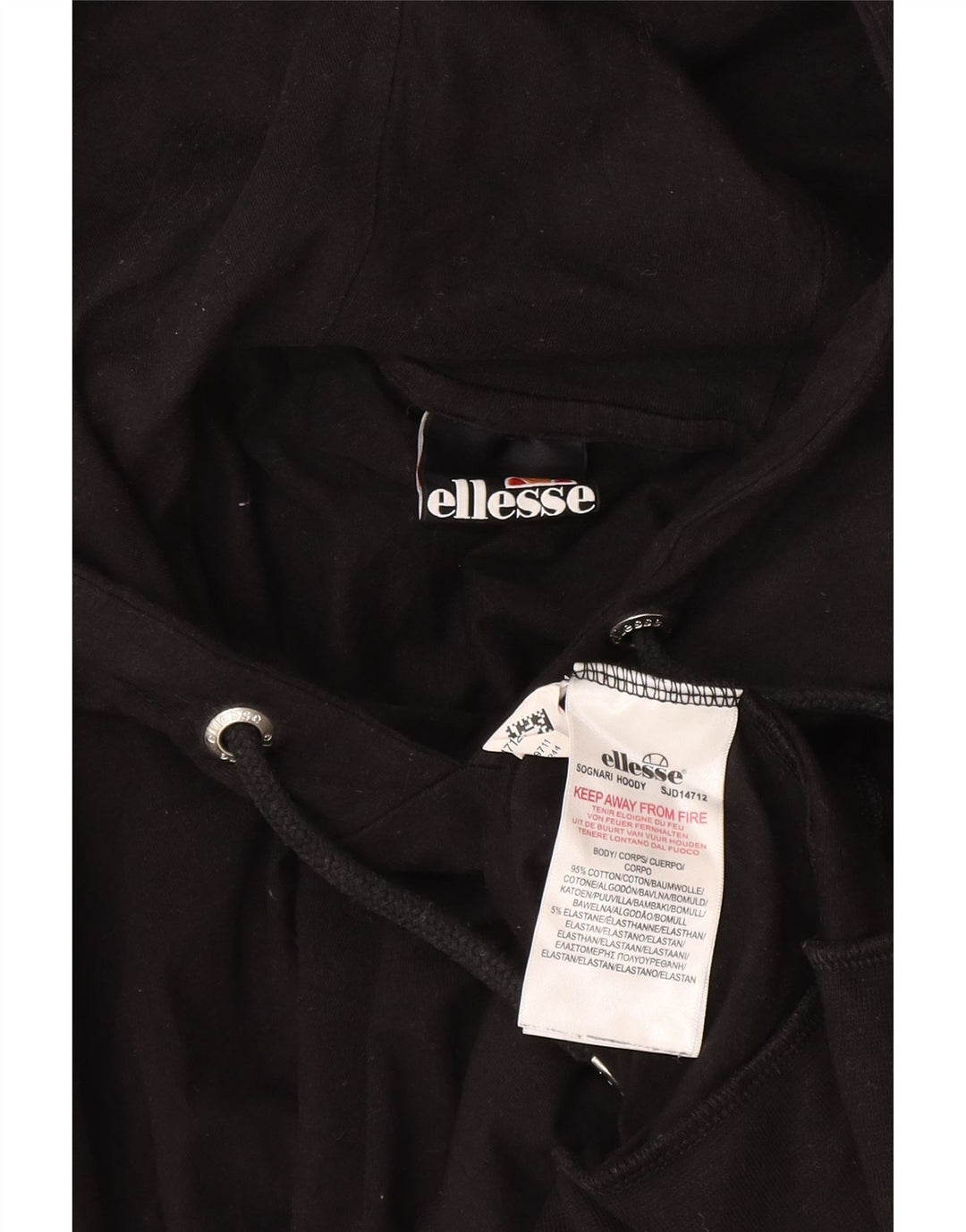 Ellesse Herren-Kapuzenpullover aus mittelschwarzer Baumwolle
