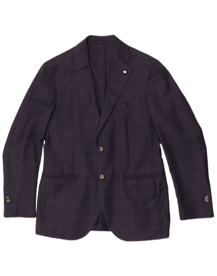Ermenegildo Zegna Herren Heritage Blazer Jacke UK 38 Medium Navy Blue Check