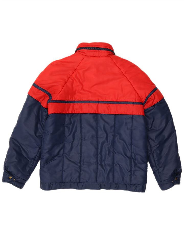 Vintage Damen Wattierte Jacke IT 42 Medium Marineblau Colourblock Polyester