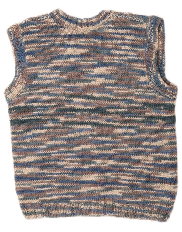 VINTAGE Damen Weste Tank Top UK 8 Small Blau meliert