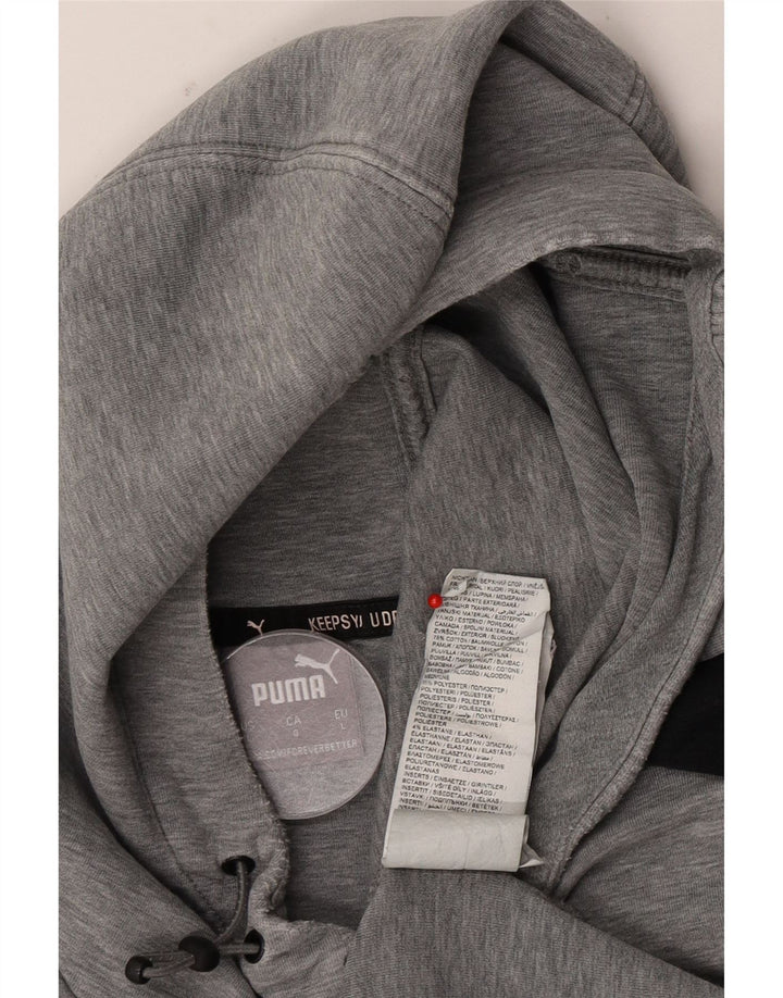 Puma Herren Kapuzenpullover, groß, graue Farbblock-Baumwolle