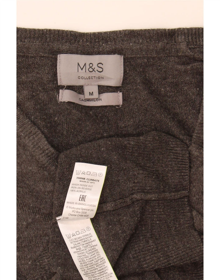 Marks & Spencer Herren-Pullover mit V-Ausschnitt, mittelgraues Acryl