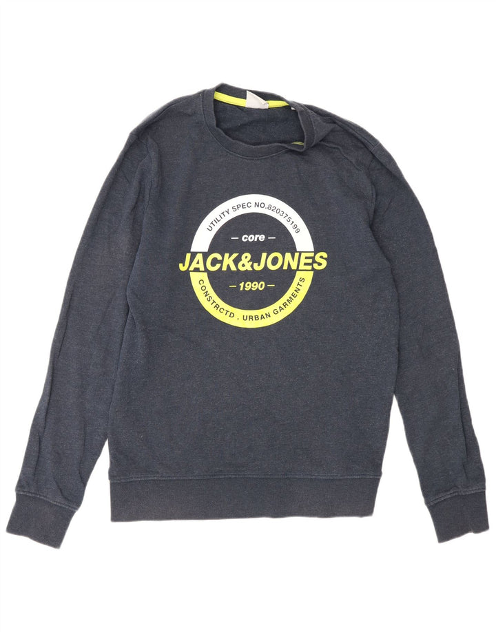 Jack & Jones Herren-Sweatshirt mit Grafik, Größe S, marineblau, Baumwolle