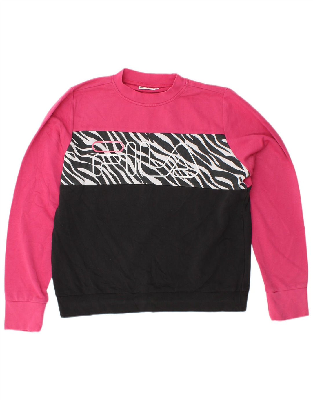 FILA Damen-Sweatshirt-Pullover in Übergröße, Gr. 10, klein, Rosa, Farbblock