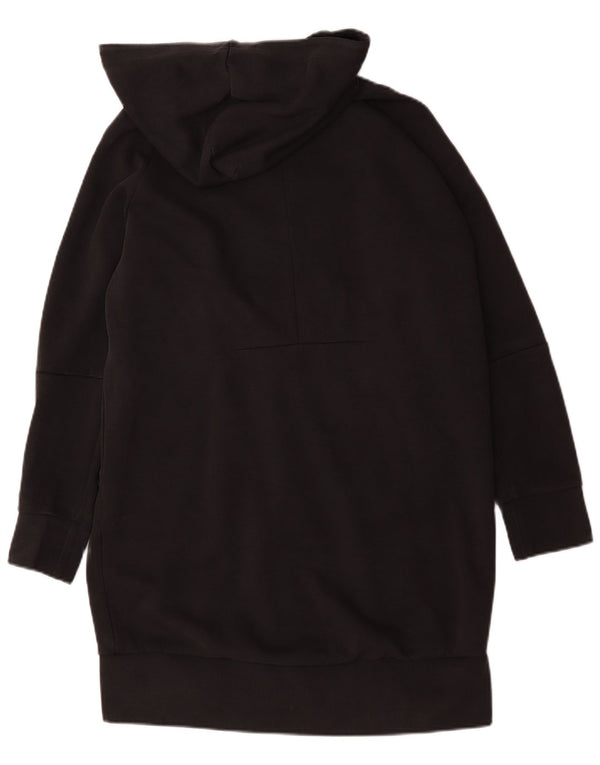 Adidas Damen Longline Zip Hoodie Pullover UK 12/14 Mittelschwarze Baumwolle