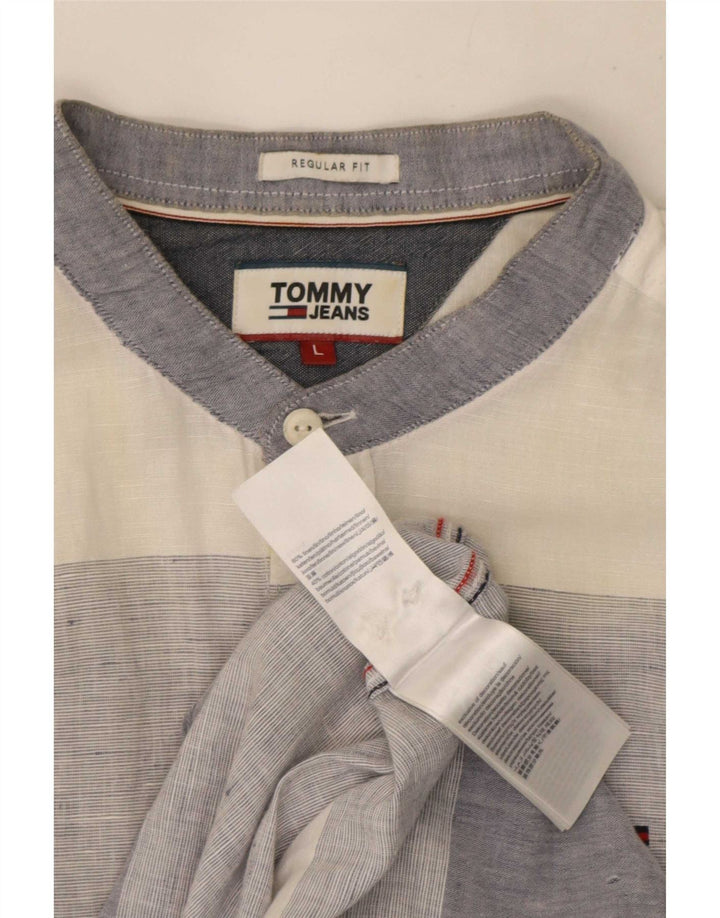 Tommy Hilfiger Herren-Hemd mit normaler Passform, großes, mehrfarbig gestreiftes Leinen