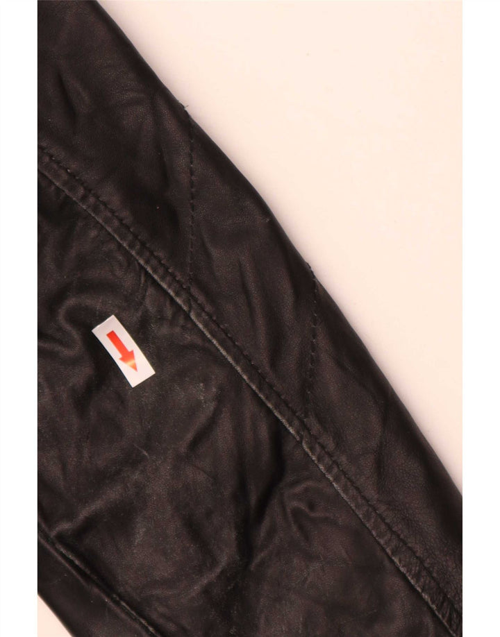 Hogan Damen Leder Bikerjacke UK 12 Medium Schwarz
