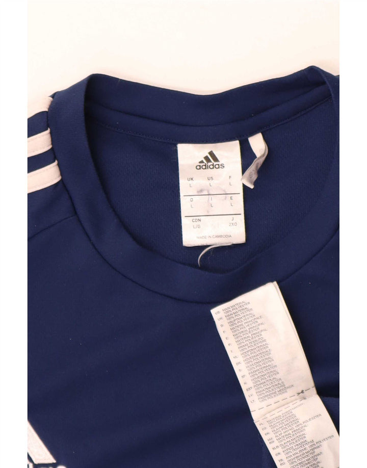 Adidas Herren Climalite T-Shirt Top Large Marineblau Colourblock Polyester