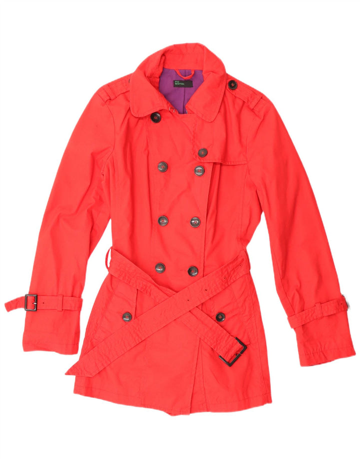 Benetton Damen Trenchcoat IT 44 Mittelrote Baumwolle