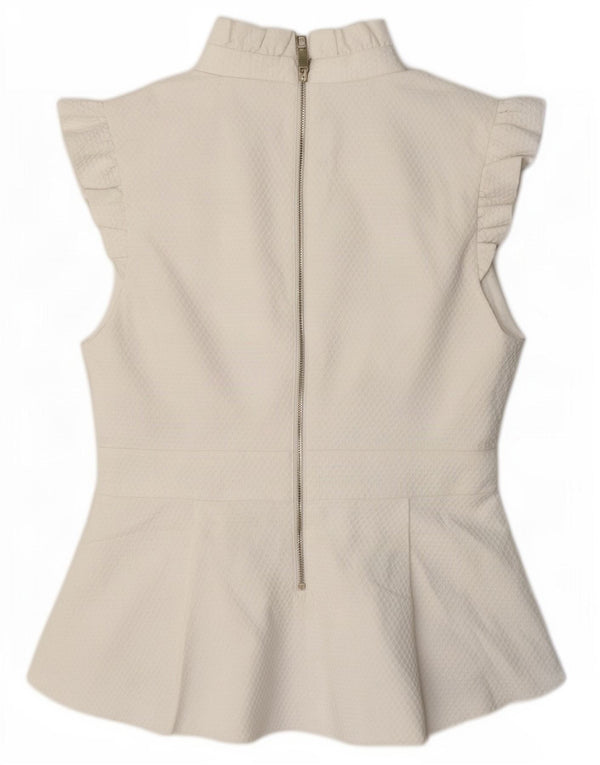 Ted Baker Damen-Blusenoberteil, Größe 4, groß, weißes Polyester
