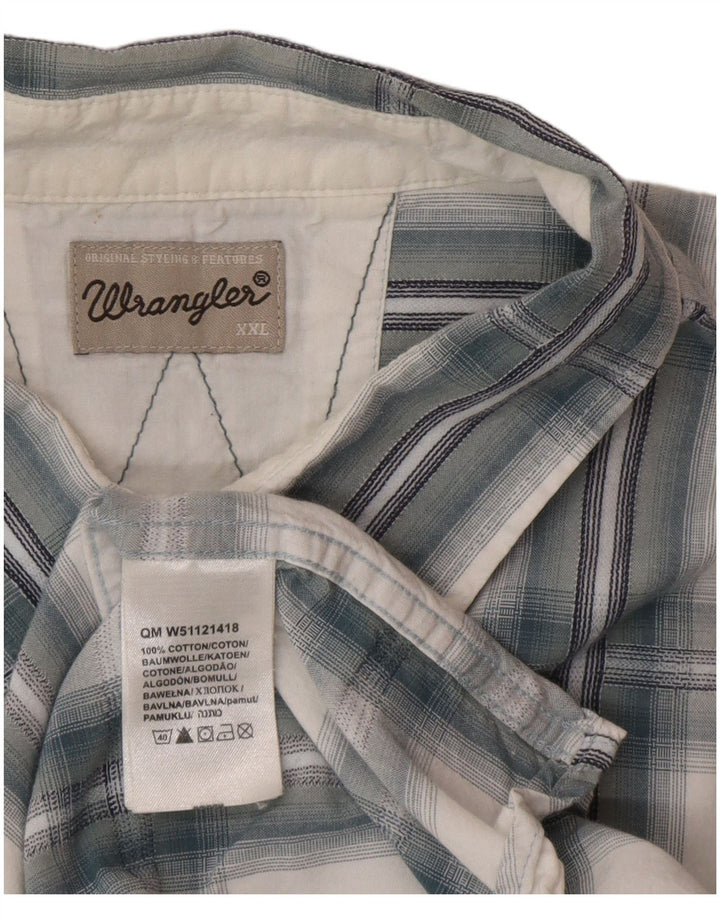 Wrangler Herren-Kurzarmhemd 2XL, blau kariert, Baumwolle