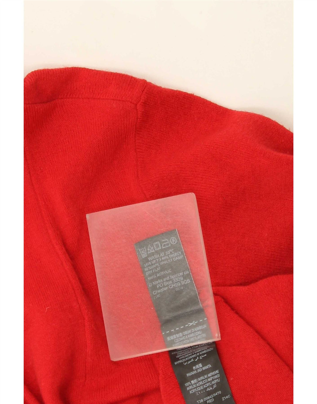 Marks & Spencer Damen Longline Open Cardigan Pullover UK 16 Large Rot