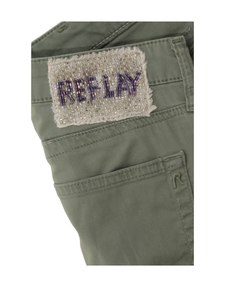 REPLAY Womens Slim Casual Trousers W30 L30 Green