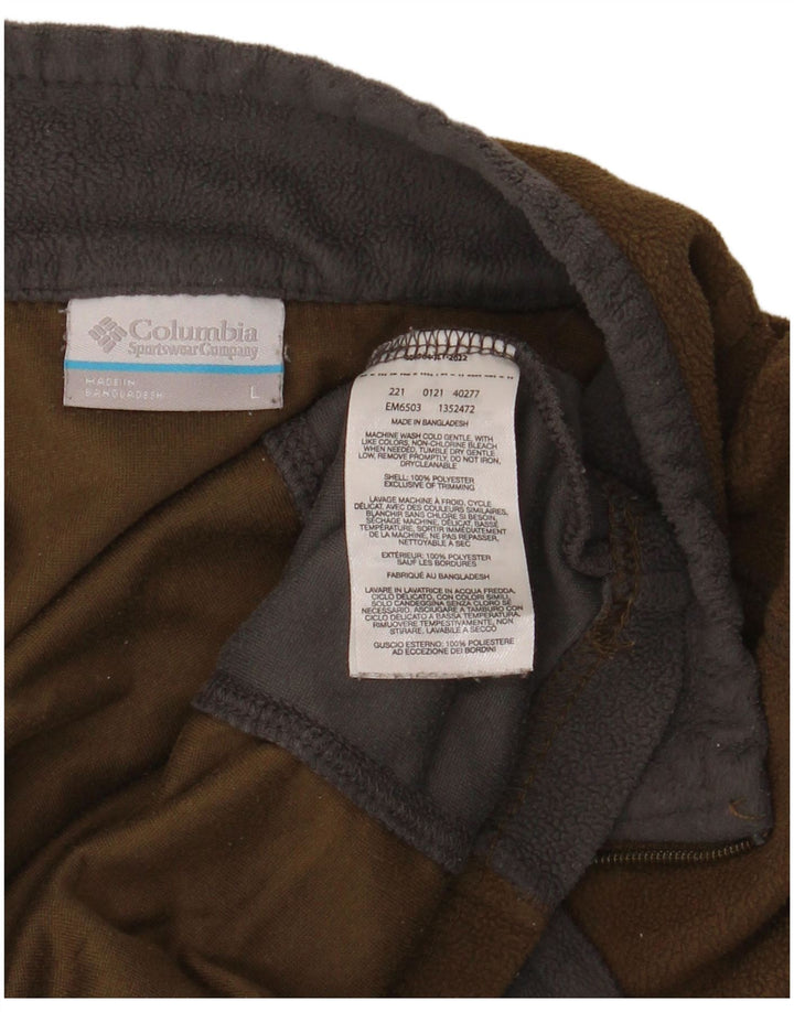 COLUMBIA Herren-Fleecepullover mit Reißverschluss am Hals, großes braunes Farbblock-Polyester