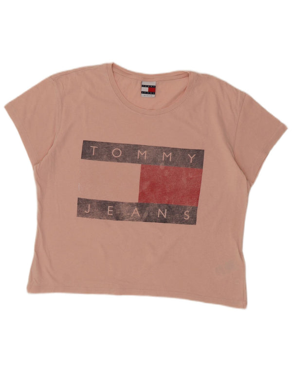 Tommy Hilfiger Damen Loose Fit Graphic T-Shirt Top UK 14 Mittelrosa