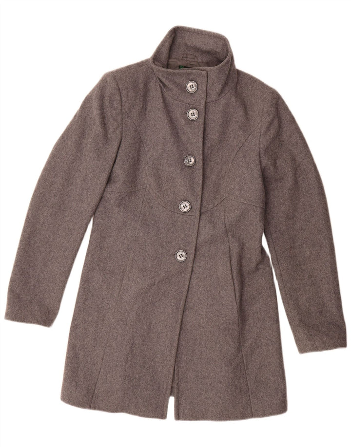 Benetton Damenmantel UK 12 Mittelgraue Wolle