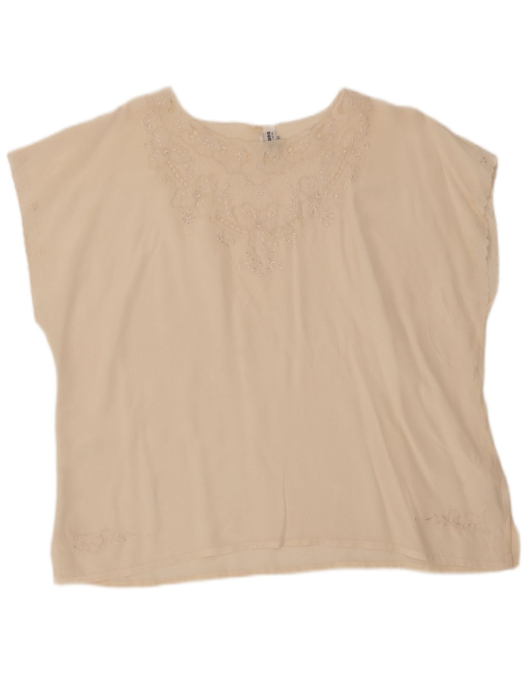 Vintage Damen Bluse Top IT 48 XL aus weißer Seide