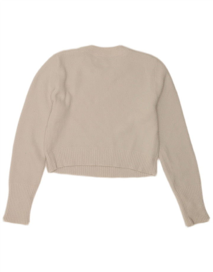 Zara Damen Crop Crew Neck Pullover Pullover UK 12 Mittelweiß