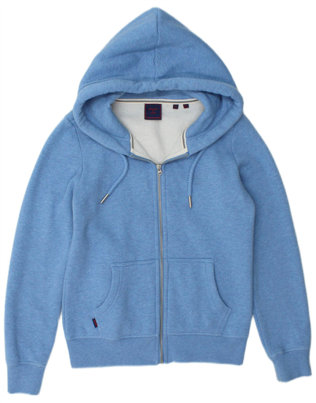 SUPERDRY Damen-Kapuzenpullover mit Reißverschluss, Gr. 10, Größe S, Blau, Baumwolle
