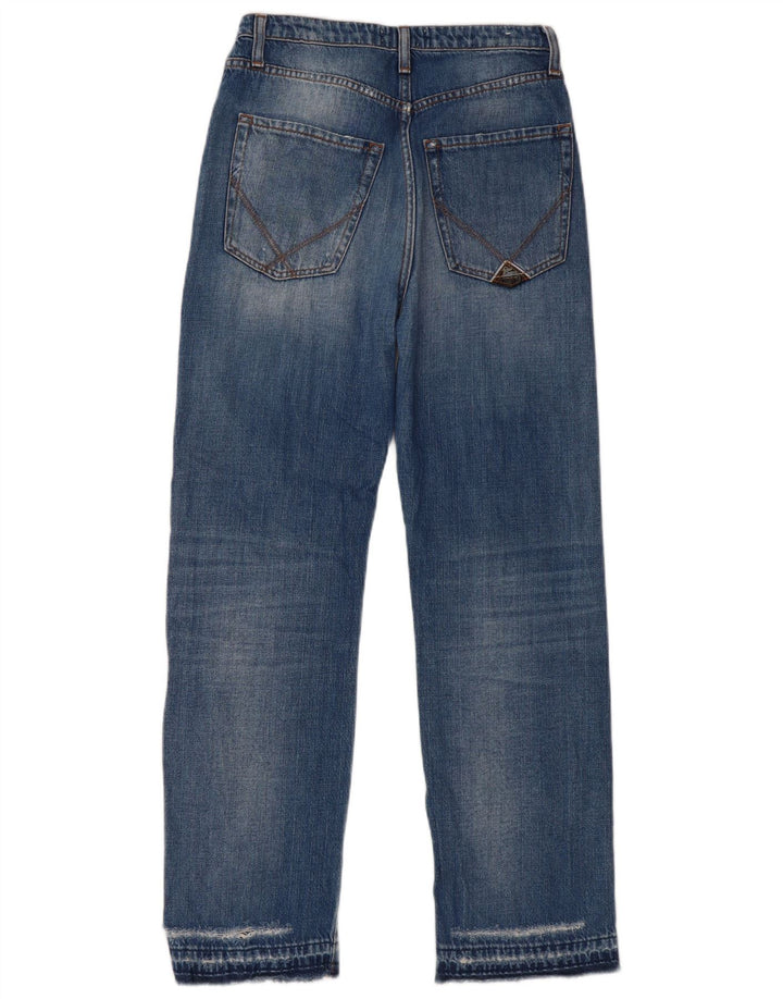 Roy Rogers Damen Distressed High Waist Jeans W27 L29 Blaue Baumwolle