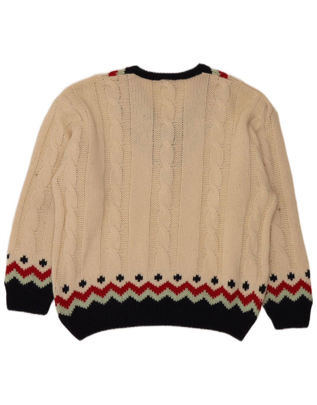 SEVRES Herren-Pullover mit V-Ausschnitt IT 50 Mittelbeige Fair-Isle-Wolle