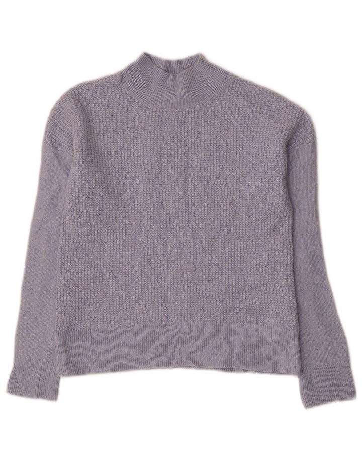 Hobbs Damen Crop Rollkragenpullover Pullover UK 12 Mittelblaue Viskose