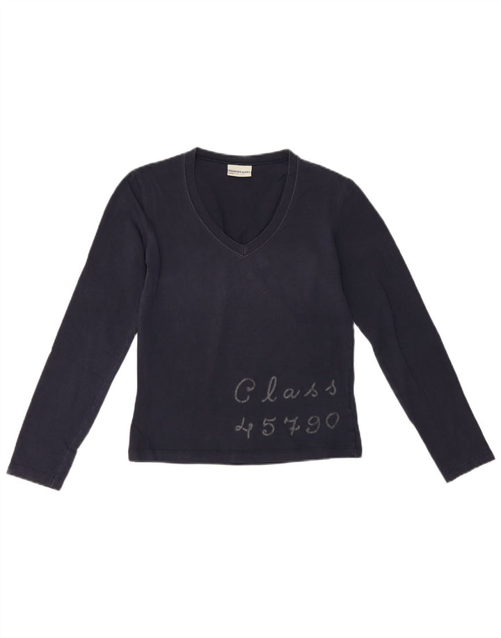 Murphy & Nye Damen Crop Graphic Top Langarm UK 10 Small Marineblau