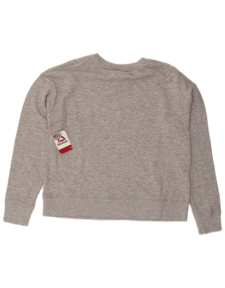 Reebok Womens Graphic Sweatshirt Pullover UK 14 Mittelgrau Farbblock