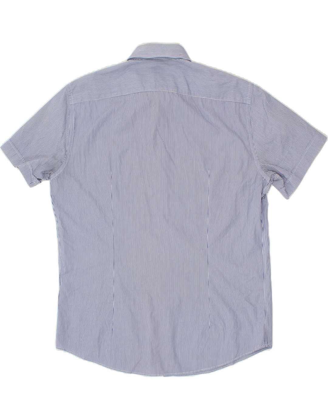 TRUSSARDI Mens Short Sleeve Shirt Size 43 Large Blue Pinstripe Vintage Trussardi and Second-Hand Trussardi from Messina Hembry 